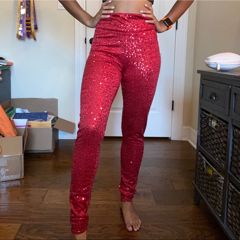 Red Sequin Leggings
